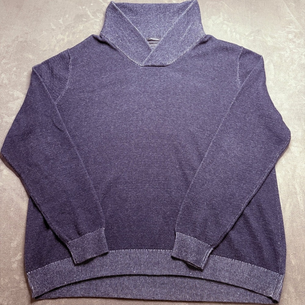Nordstrom Men's Shop Sweater Mens XXL Navy Cotton Cashmere Shawl Neck Pullover